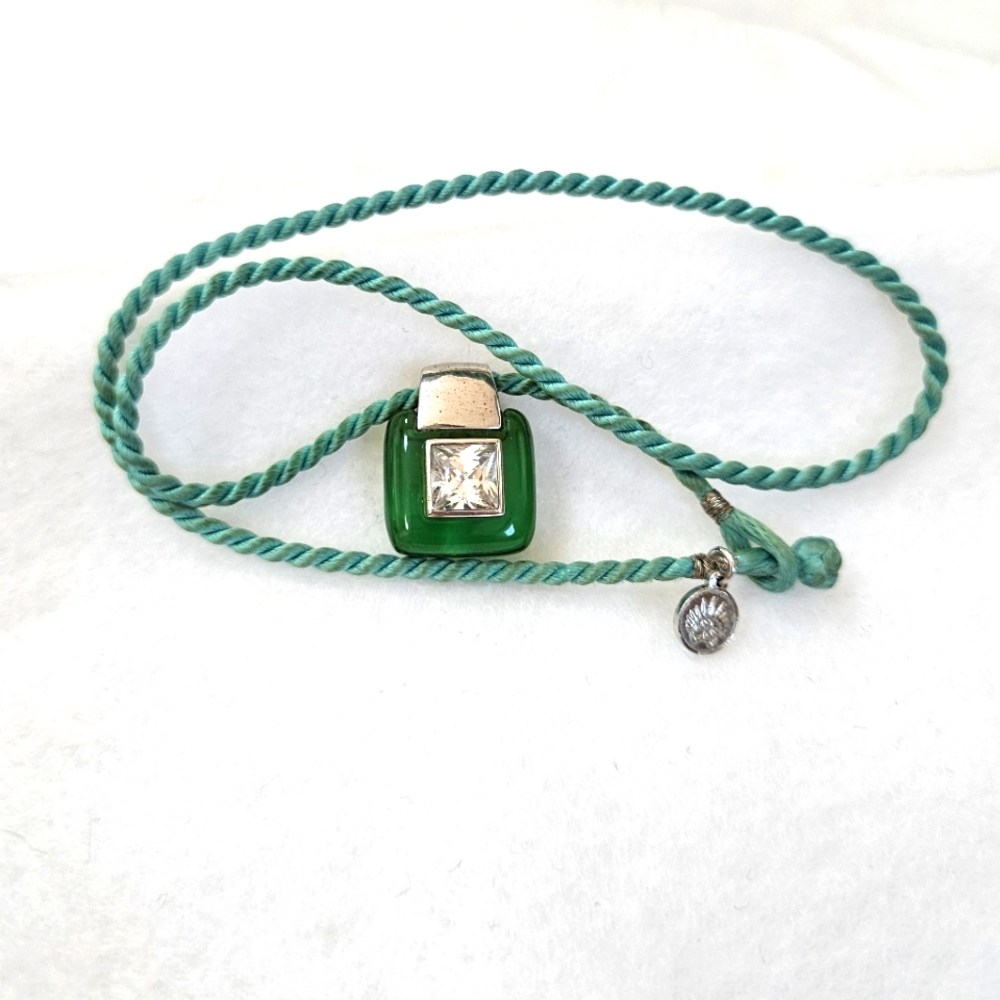 Angelique de Paris green lucite/cz/ss necklace  $45